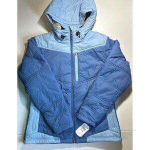 NWT Alpine Design Women's Carver Puffer Jacket Size M Blue Hooded Winter Jacket